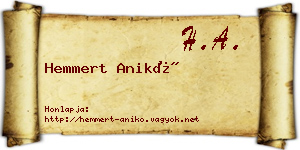 Hemmert Anikó névjegykártya